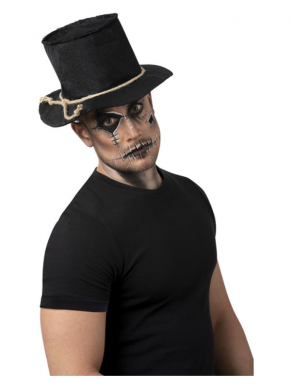 Stoere zwarte Vogelverschrikker hoed voor een Halloweenfeestje.