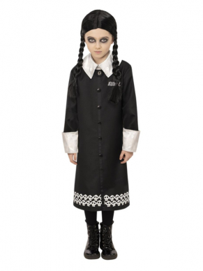 Addams Family Wednesday Kostuum voor kinderen, bestaande uit de Jurk & Pruik. Met dit kostuum ben je in één keer klaar voor jouw Halloween-feest. Ook verkrijgbaar voor dames. Bekijk hier ons gehele Addams Family assortiment.