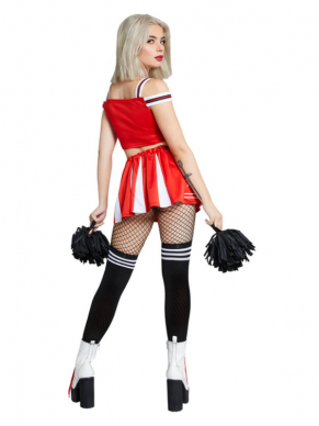 Wie denkt dat Cheerleaders alleen maar sexy zijn heeft het mis. Met dit Fever Devil Cheerleader kostuum bestaande uit, de rok, top, sokken sta je gegarandeerd op het punt tijdens jouw Halloweenfeest. Maak de look compleet met een net panty en duivelshoorntjes en je bent klaar om te feesten.