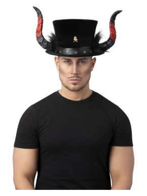Deze hoed met hoorns maakt jouw Halloween Duivels kostuum helemaal af.