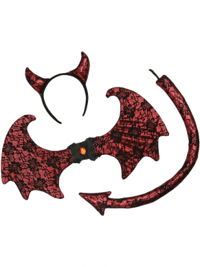 Met dit leuke Duivel-setje, bestaande uit de oortjes, vleugels en staart verander je binnen een handomdraai in een echt Duiveltje. Bekijk hier ons gehele Duivel assortiment voor Halloween.