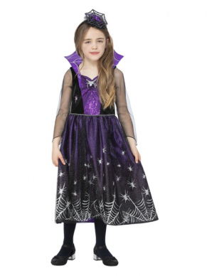 Met dit prachtige Spiderella kostuum bestaande uit de jurk met haarband ben je in één keer klaar voor Halloween.