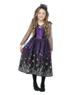 Met dit prachtige Spiderella kostuum bestaande uit de jurk met haarband ben je in één keer klaar voor Halloween.