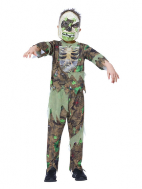 Met dit Zombie Bug kostuum bestaande uit de Top, broek & EVA Masker ben je in één keer klaar voor Halloween.