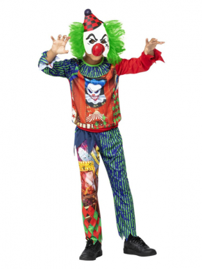 Met dit Horror Clown kostuum bestaande uit de Top, broek & EVA Masker ben je in één keer klaar voor jouw Halloweenparty.
