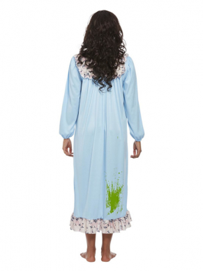 Met dit Possessed Girl kostuum bestaande uit de blauwe jurk ben je in één keer klaar voor jouw Halloweenparty. Maak de look helemaal af met schmink en je bent klaar om te feesten.