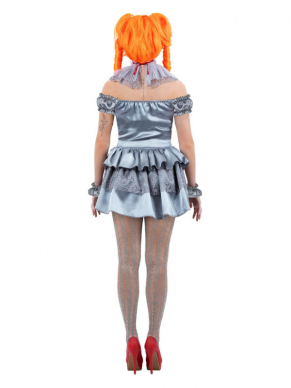 Jaag iedereen de stuipen op het lijf met dit scary IT kostuum, bestaande uit de Mini Dress, mouwtjes, Kraag, polsbandjes & panty. Met dit kostuum ben je zo goed als klaar voor jouw Halloween party. Maak de look af met schmink en een pruik en je bent klaar voor Halloween.