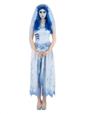 Dit geweldige Corpse Bride Emily kostuum is perfect voor Halloween. Dit kostuum bestaat uit de jurk en haarband met sluier. Maak de look af met onze bijpassende pruik, masker en boeket en je bent klaar voor jouw Halloweenparty!