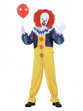 Wie is er nou niet bang voor deze griezelige clown met zijn rode ballon. Jaag iedereen de stuipen op het lijf tijdens halloween met dit all in one IT Clowns kostuum met kraag. Maak de look compleet met bijpassende accessoires.