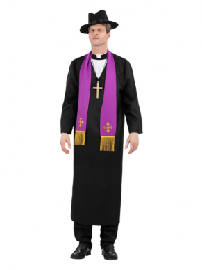 Met dit Exorcist Father Merrin kostuum, bestaande uit het gewaad met ingezette kraag, ketting en hoed. Klaar om alle kwade geesten uit te drijven tijdens jouw Halloween party. Leuk te combineren met het Exorcist Dames kostuum.