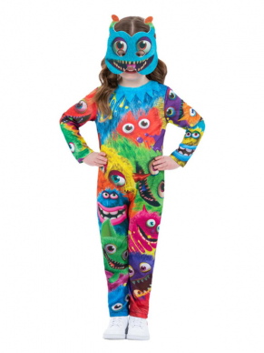 Het is een all-in-one Monster-kostuum voor de allerkleinste. Dit kostuum bestaat uit de onesie met all-over monsterprint en het fundamentele masker. Met dit kostuum ben je in één keer klaar voor Halloween. Ook leuk voor in de verkleedkist.