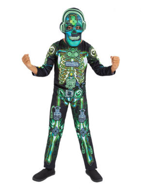 Met dit te gekke All in One Glown in the Dark Tech Skeleton kostuum inclusief bijopassend masker ben je in één keer klaar voor jouw Halloweenfeest!