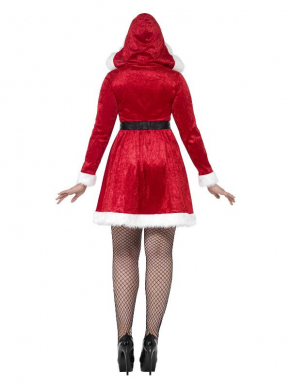 Curves Miss Santa kostuum, bestaande uit de prachtige jurk met cape en riem.