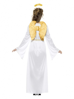 Dit prachtige Angel Gabriel kostuum, bestaande uit de jurk met riem, vleugels en halo, is te dragen voor zowel heren als dames. 