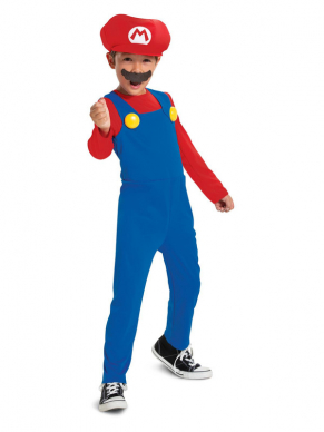 Dit te gekke Super Mario kostuum bestaat uit de rood met blauwe all in one jumpsuit met bijpassende pet en snor. Met dit kostuum ben je in één keer klaar voor Carnaval of ander themafeestje. Ook leuk voor thuis in de verkleedkist.