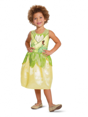 Prachtig jurkje Tiana, bekend van de Disney film Princess & The Frog. Leuk voor een themafeestje maar ook zeker leuk om cadeau te geven of voor thuis in de verkleedkist.