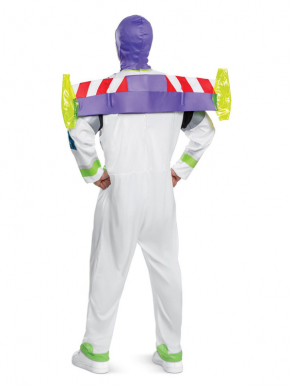 Dit Classic Toy Story Buzz Lightyear kostuum bestaat uit de alles in één jumpsuit met details en Jet Pack. Leuk voor carnaval of een ander themafeestje.