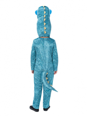 Gigantosaurus Deluxe Bill-kostuum, bestaande uit de alles in één jumpsuit met karakterkap. Leuk voor carnaval of themafeestje maar ook zeker leuk om cadeau te geven of voor thuis in de verkleedkist.