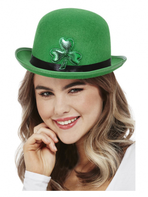  Paddy's Day Bolhoed, Vilt, ontmoette Shamrock Motief. Perfect voor St. Patrick's Day.