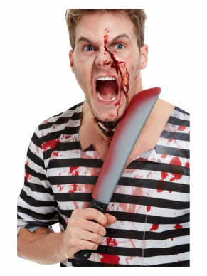 Voeg dit bloede mes toe aan jouw hjorror kostuum en jaag iedereen de stuipen op het lijf tijdens Halloween.
Afm: 42cm