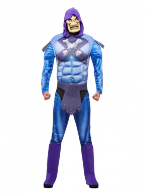 He-Man Skeletor-kostuum bestaande uit de jumpsuit met EVA-borst, riem, laarsovertrekken en masker. Met dit kostuum ben je in één keer klaar voor jouw themafeestje.