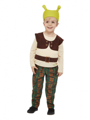 Shrek kinder kostuum, bestaande uit de broek met top en hoed. Met dit kostuum ben je in één keer klaar voor jouw themafeestje. Ook leuk voor thuis in de verkleedkist.
