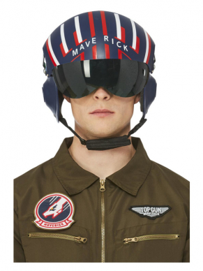 Zonder deze stoere Top Gun Maverick Deluxe Helm ben je geen echte piloot. Maak jouw Top Gun look helemaal af met deze marineblauwe helm met verstelbare vizier & kinband.