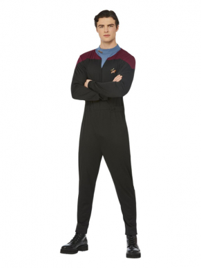 Star Trek Voyager Command Uniform, bestaande uit de Jumpsuit, Delta Badge & Rank Insignias. Met dit kostuum ben je in één keer klaar voor jouw themafeestje. Bekijk ons gehele Star Trek assortiment voor nog meer kostuums.