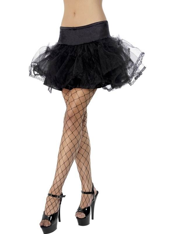 Zwarte Tule Petticoat - mooie volle pettycoat met elastische band. Geschikt voor onder een van de vele kostuums! Verkrijgbaar in 1 maat (one size fits most).