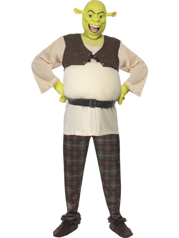 Shrek Heren Verkleedkleding. Mooi kostuum van Shrek uit de bekende film! Het Schrek kostuum bestaat uit de broek, de bovenkant, de handschoenen en het Schrek masker. We verkopen het Fiona Shrek verkleedkleding ook in onze webwinkel.