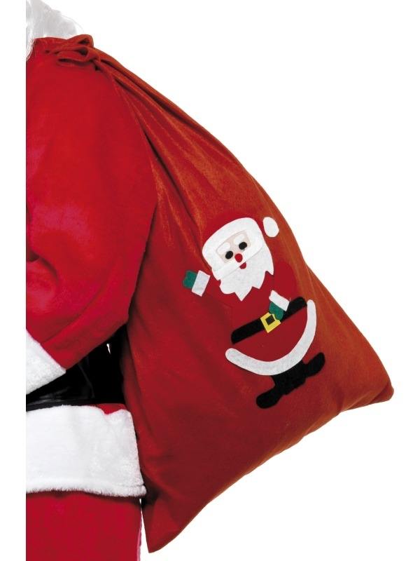 Kerstman Kadozak - stoffen rode kadozak met kerstman print, 90 x 40 cm groot. Maakt je Kerstman kostuum helemaal af!