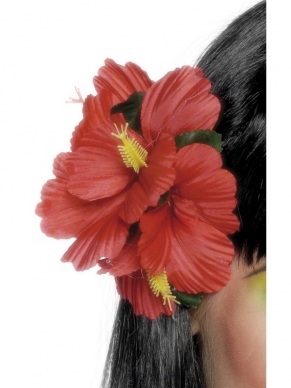 Rode Bloem Hawaii Haarclip -  mooie grote bloem op een grote haarclip. 