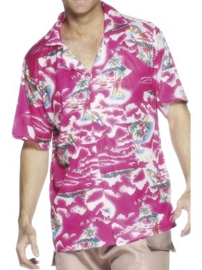 Roze Hawaii Heren Shirt. 