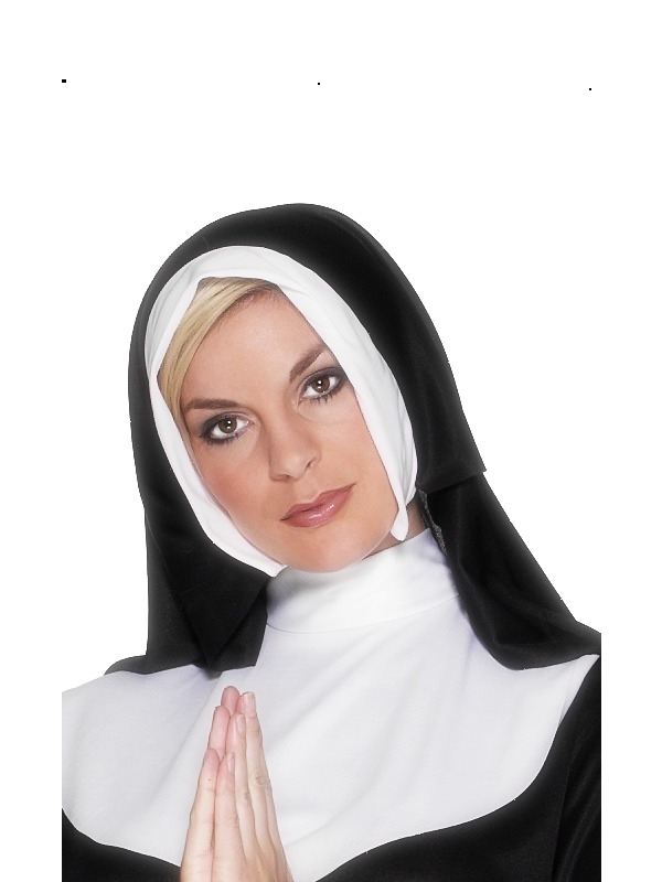 Nonnen Verkleedset. Inbegrepen is de nonnenkap en de kraag. 