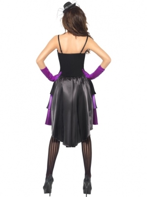 Prachtie Burlesque paars/ zwarte jurk. Accessoires verkopen we los in onze webshop. 