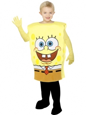 SpongeBob SquarePants Jongenskostuum. Inbegrepen is de de SpongeBob Bodysuit en de handschoenen. 