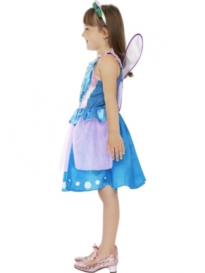 Hello Kitty Vlinder Fairy Fee Kostuum. Inbegrepen is de blauwe jurk met vleugels en haarband.