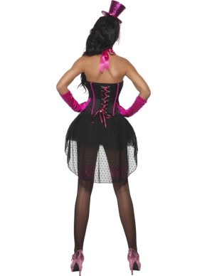 Sexy Fever Bow Burlesque Dames Verkleedkleding. Mooie corset jurk in het zwart/roze. Super sexy. Alle accessoires verkopen we los in onze webshop.