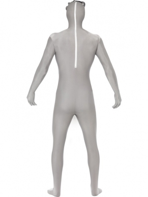 Robot Second Skin Morphsuit Verkleedkleding. Originele morphsuit in de kleur grijs met robot prin, buiktasje en half robot masker. De morphsuits zijn gemaakt van stretch lycra, waardoor het zich naadloos aanpast aan ieder figuur. Er zit een openening onder de kin. U kunt gewoon door het pak ademen en zien. 