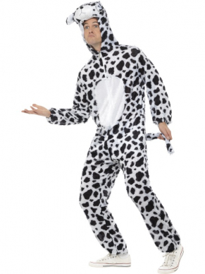 Gekke Dieren Dalmatier Heren Kostuum. Compleet Dierenkostuum met Dalmatier Bodysuit en hoofd.