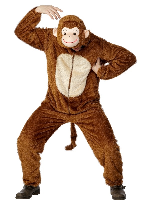 Crazy Monkey Aap Heren Kostuum - Compleet pak met rits aan de voorkant en apenhoofd. 
