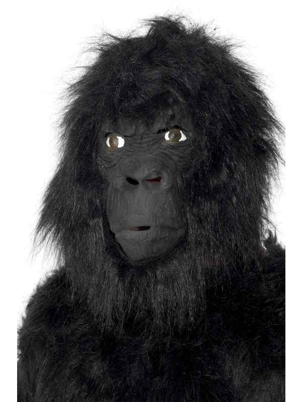 Zwart Gorilla Masker met Zwart Haar. Dit masker gaat over uw hele hoofd. Wij verkopen ook gorilla kostuums!