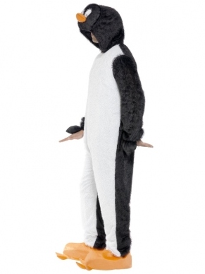 Pinguin Jumpsuit Kostuum - pinguin jumpsuit met grote capuchon.