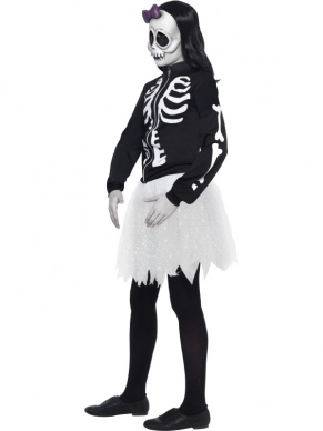 Living Dead Dolls Calavera Kostuum. Inbegrepen is het shirt met tutu rok en het masker.