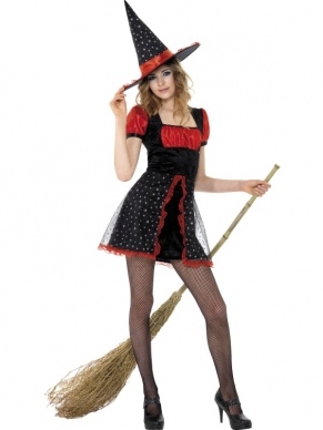 Tiener Star Witch Heksen Kostuum. Inbegrepen is de jurk en de heksenhoed. 