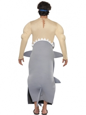 Man wordt opgegeten door Haai Heren Verkleedkleding. Inbegrepen is de bodysuit & de duikbril. Dit kostuum is verkrijgbaar in 1 maat. 