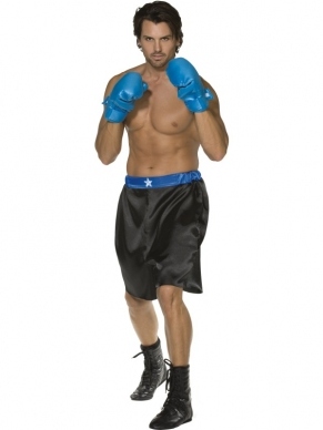 Fever Boxer Heren Verkleedkleding. Inbegrepen is de ochtendjas, de korte broek, de riem en de bokshandschoenen. Maat Medium (zie matentabel).
