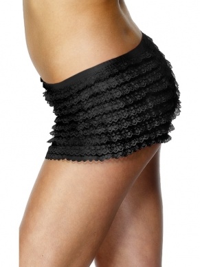 Zwart Kanten Onderbroekje met Laagjes - mooi broekje voor onder sexy rokjes en jurkjes. Verkrijgbaar in 1 maat (one size fits most).