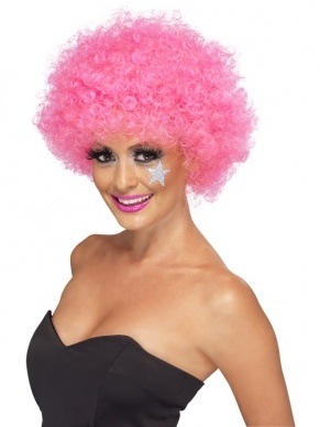 Pink Clown Pruik - 120 gram. Ook leuk als Afro pruik. Ook verkrijgbaar in andere kleuren.