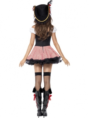 Piraten Dames Fever verkleedkleding. Mooie piratenjurk met corset. De piratenhoed verkopen we los.